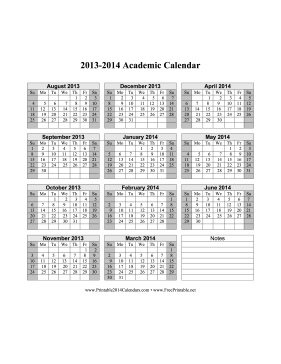 2013-2014 Academic Calendar Calendar