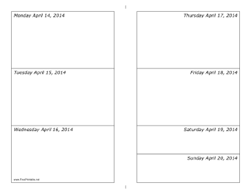 04/14/2014 Weekly Calendar (landscape) Calendar