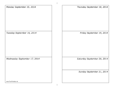 09/15/2014 Weekly Calendar (landscape) Calendar