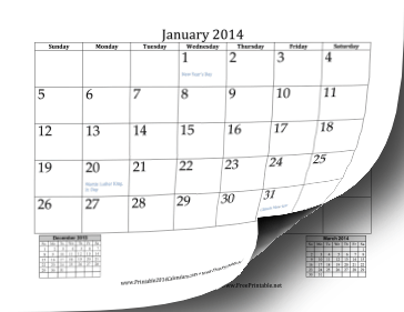 2014 Mini Month Calendar Calendar