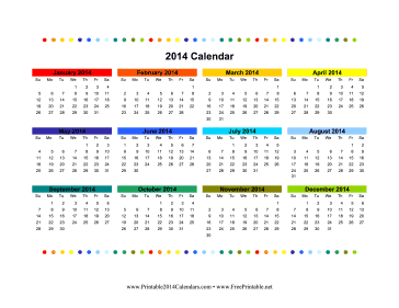 2014 Colorful Calendar Calendar