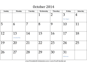 October 2014 Calendar calendar