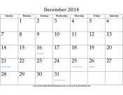 December 2014 Calendar calendar