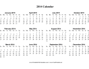 2014 Calendar (horizontal, descending) calendar