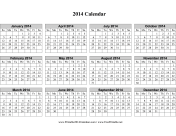 2014 Calendar (horizontal grid, descending) calendar