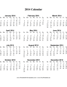 2014 Calendar on one page (vertical) calendar