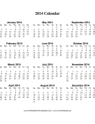 2014 Calendar (vertical, descending) calendar