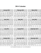 2014 Calendar on one page (vertical grid) calendar