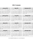 2014 Calendar (vertical grid) calendar