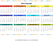 2014 Colorful Calendar calendar