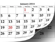 2014 Calendar with Large Dates calendar