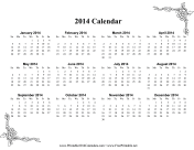 2014 One Page Calendar With Flowers calendar