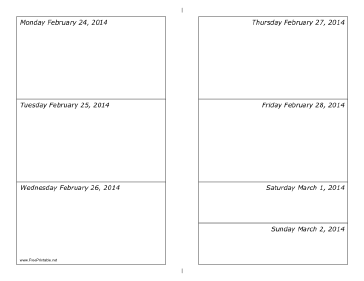 02/24/2014 Weekly Calendar (landscape) Calendar