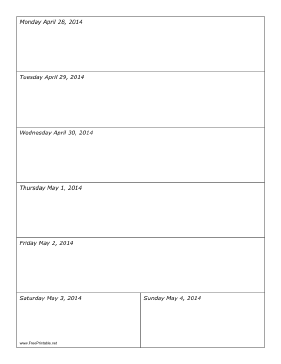 04/28/2014 Weekly Calendar Calendar