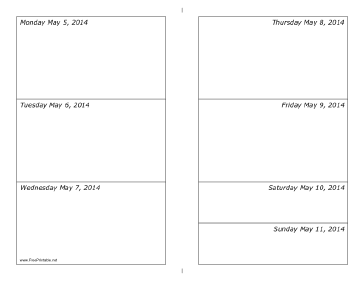 05/05/2014 Weekly Calendar (landscape) Calendar