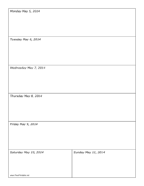 05/05/2014 Weekly Calendar Calendar