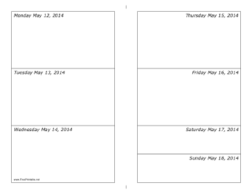 05/12/2014 Weekly Calendar (landscape) Calendar