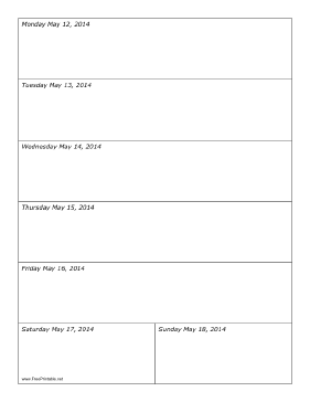 05/12/2014 Weekly Calendar Calendar