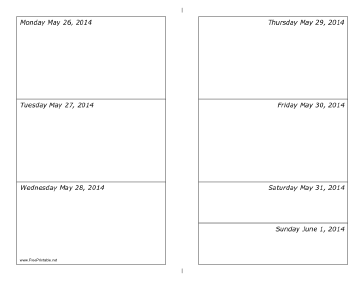 05/26/2014 Weekly Calendar (landscape) Calendar