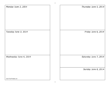 06/02/2014 Weekly Calendar (landscape) Calendar