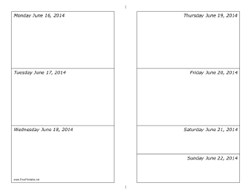 06/16/2014 Weekly Calendar (landscape) Calendar