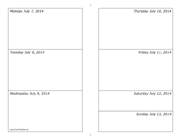 07/07/2014 Weekly Calendar (landscape) Calendar