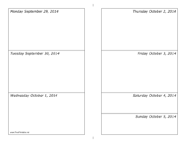 09/29/2014 Weekly Calendar (landscape) Calendar