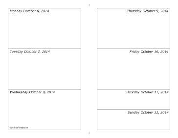 10/06/2014 Weekly Calendar (landscape) Calendar