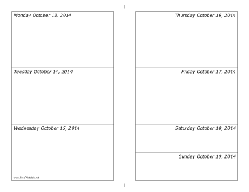 10/13/2014 Weekly Calendar (landscape) Calendar