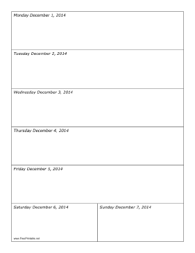 12/01/2014 Weekly Calendar Calendar
