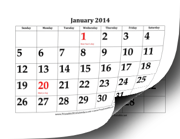2014 Calendar with Large Dates Calendar