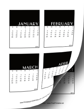 2014 Vertical Scrapbook Calendar Cards Calendar