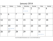 January 2014 Calendar calendar