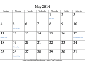 May 2014 Calendar calendar