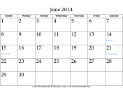 June 2014 Calendar calendar