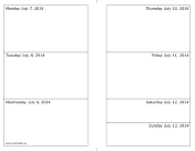 07/07/2014 Weekly Calendar (landscape) calendar