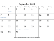 September 2014 Calendar calendar