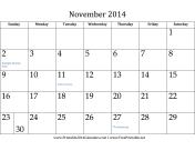 November 2014 Calendar calendar