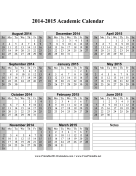 2014-2015 Academic Calendar calendar